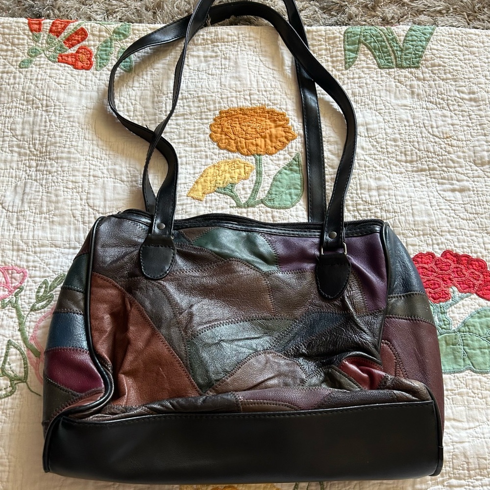 Unique, Patchwork Leather Handbag - image 8